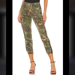 Pam & Gela SP Side-Striped Cargo Army Camo Pants Joggers Pull On Crop Drawstring